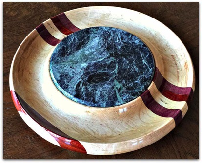 07/24/15 - Cheese & Cracker Platter - Maple/Padouk/Purple Heart/Green Marble - Rami Mayron