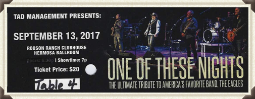 September 13th - One Of These Nights - Tribute to the Eagles