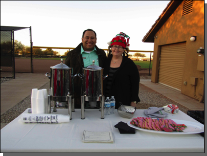 Benjamin & Miranda handed out Hot Chocolate & Cookies